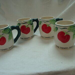 Juice Mugs Vintage 6 oz Child's Size "Drink Tomato Juice" Japan Set of 4